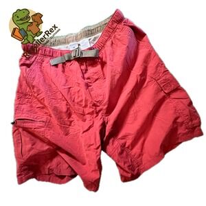 Columbia Red Cargo Shorts Men's Large Adjustable Waist Zip Pocket Outdoor Casual